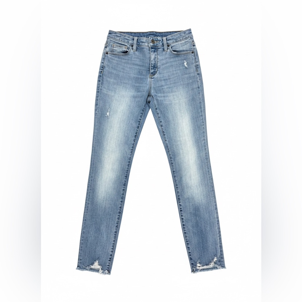 Universal Thread High Rise Classic Blue Skinny Raw Hem 4/27R Cotton Blend